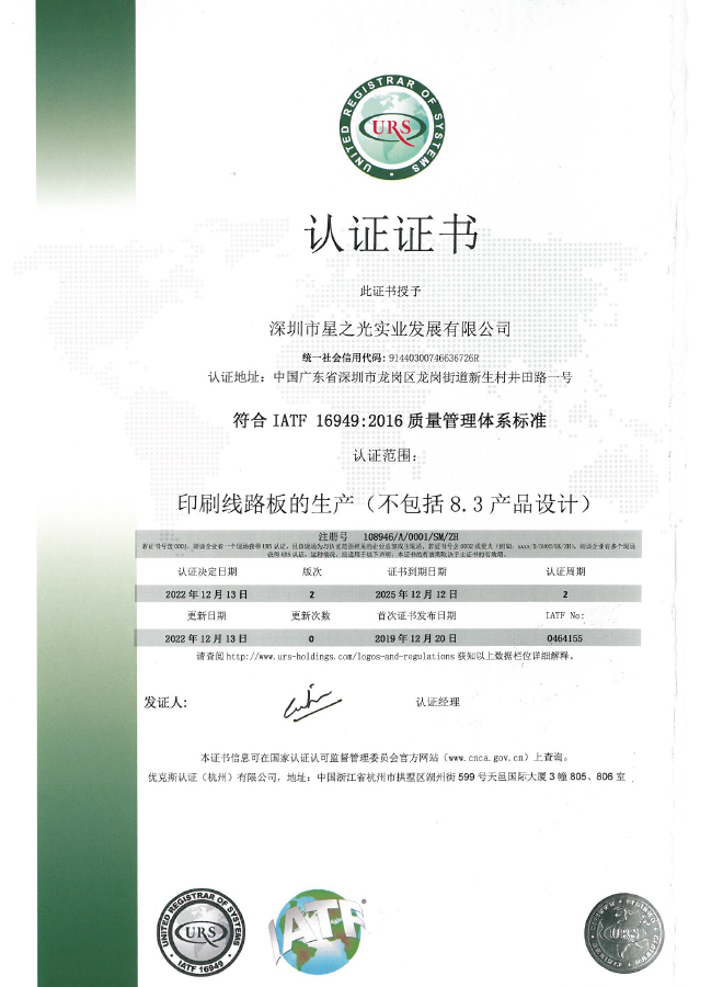 IATF16949 certificate